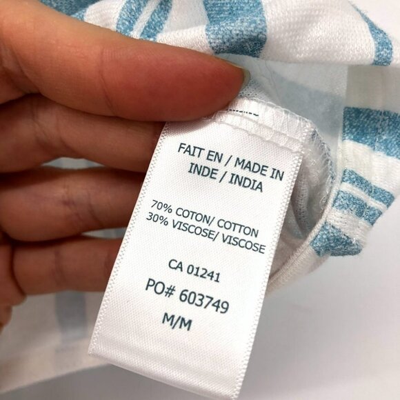 TWIK Simons blue white  stripe tie front short sleeve crop top M - Picture 10 of 14